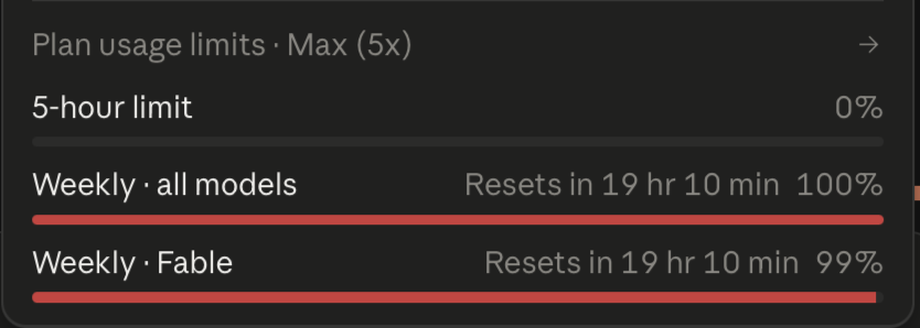 Shaan_GS's tweet photo. drained my entire Claude Max usage 4 days before reset

and they just killed the 50% usage boost

might be time to give Codex a shot https://t.co/qNwyiayspY