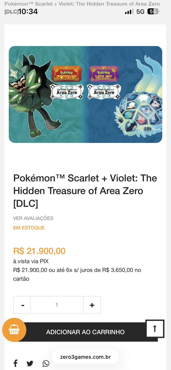 mauz1k's tweet photo. agora sim vou poder comprar a DLC do Scarlet e Violet 🙌

ta barato demaissss https://t.co/cmF94iTTVs