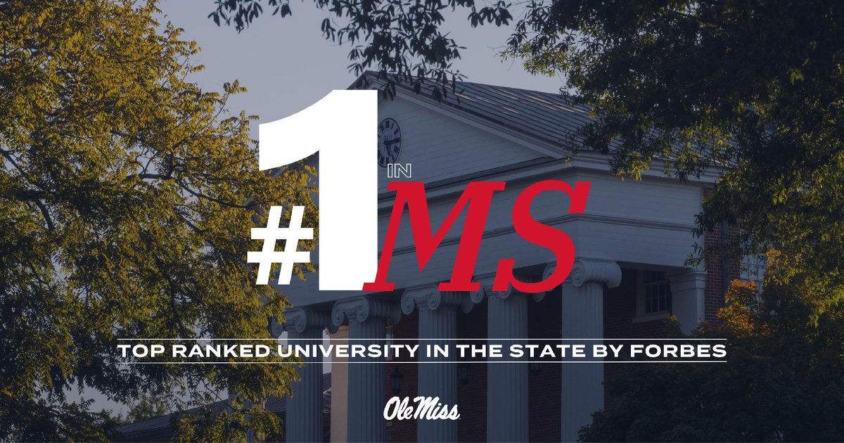 OleMiss's tweet photo. The University of Mississippi has been named a top college by Forbes.

#HottyToddy https://t.co/Q0Pl3urdHE