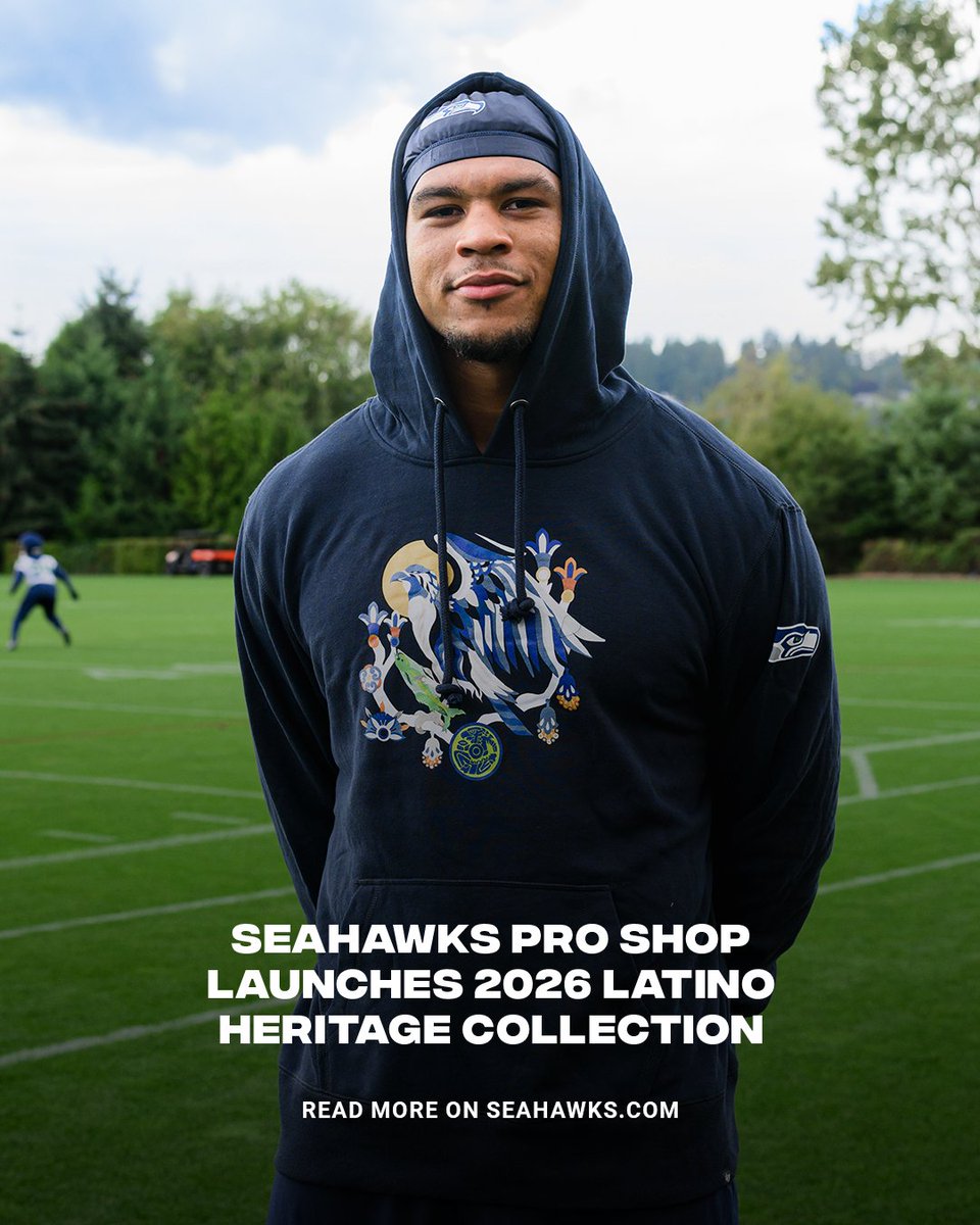 Seahawks's tweet photo. The Seahawks Pro Shop launched its Latino Heritage Collection, a limited-edition apparel collection designed by local artist Angelina Villalobos.

Read more » https://t.co/3GMifDB29w https://t.co/RrNN0I2ndg
