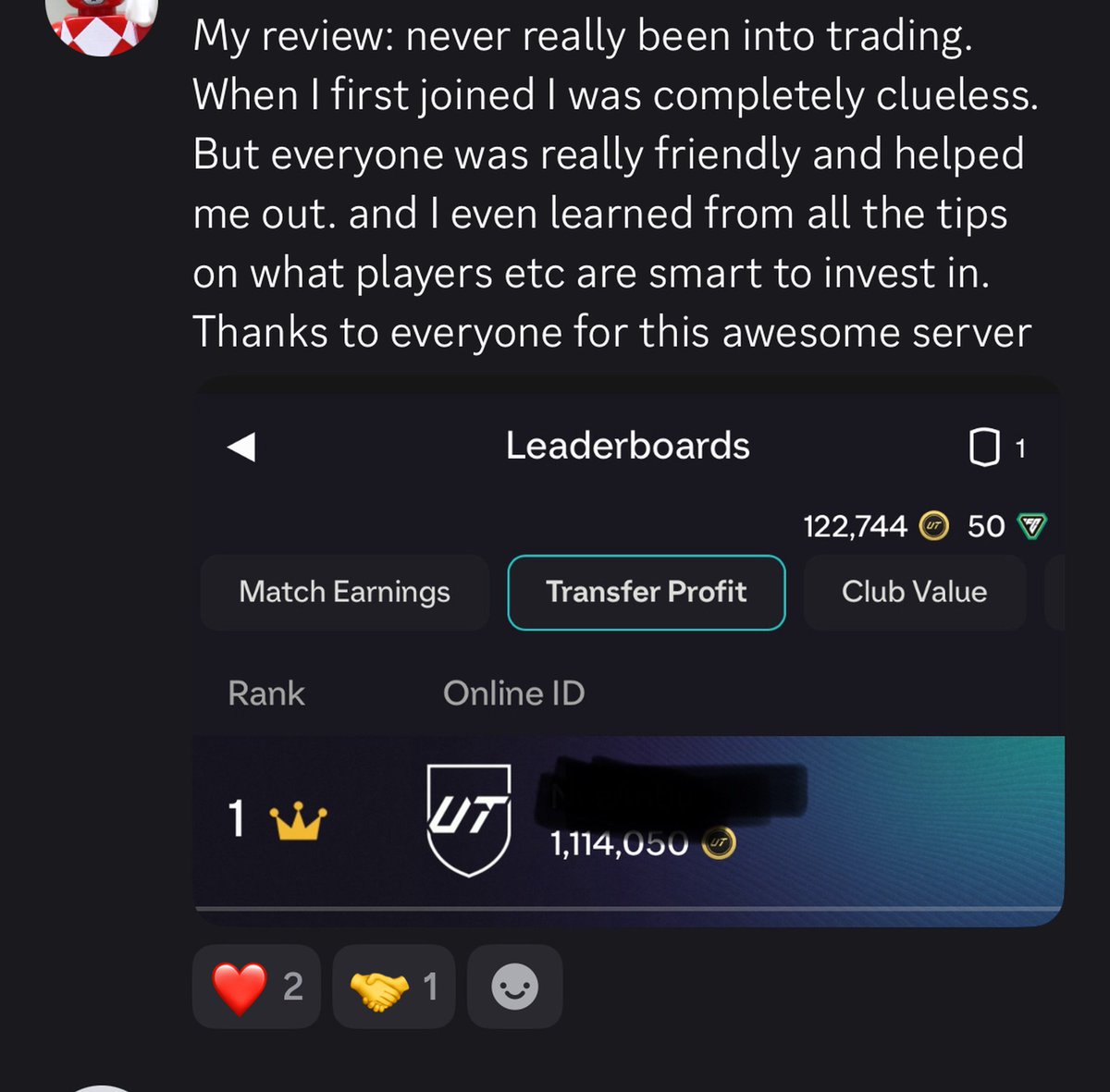 ultimatefifa's tweet photo. Some record for the AXM trading group. No brainer is you're looking to get the most of of FC27. https://t.co/G5MZAeGFNI