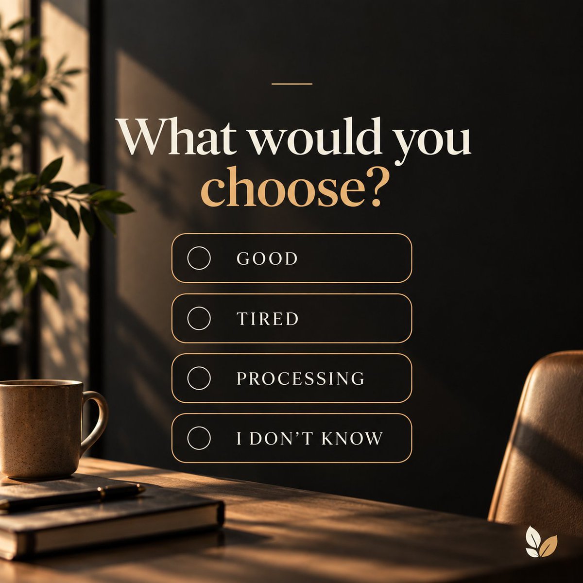 WeCarryWeHeal's tweet photo. No perfect answer.

Just an honest one.

How are you really?

#wecarryweheal #CheckIn #Healing #selflove #Becoming https://t.co/wZWCYscWYe