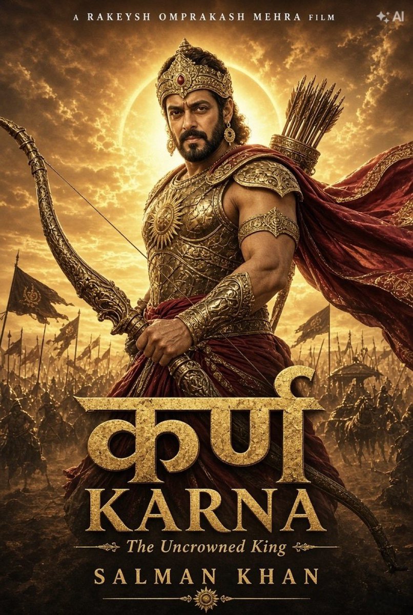 SOHAILS25543971's tweet photo. SALMAN KHAN as KARNA is SIGNED - SEALED and CONFIRMED 🧨✅

This is the BAAP OF ALL FILM since #RakeyshOmPrakashMehra DIRECTION is going to bring the BEST OUT OF MEGASTAR BHAIJAAN 🔥🔥🔥 @BeingSalmanKhan @sibxshmian https://t.co/SSp4G7BmXb