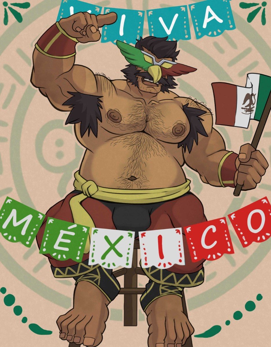 BragoTiger's tweet photo. Feliz 15 de septiembre!! 🇲🇽🇲🇽🎉 A celebrar y recuerden tener su antiácido en la mano, el rey águila está listo para la fiesta. 🎉
#bara #yaoibara #baraart #gayart #gaydaddy #baradaddy https://t.co/W1Nwyx219J
