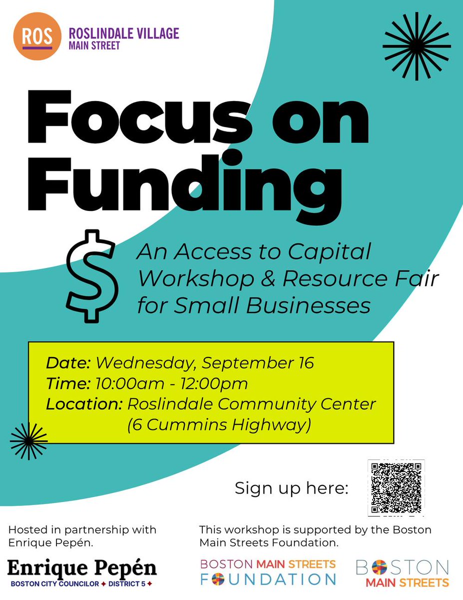 MassDev's tweet photo. #Roslindale Village Main Street is hosting a free event tomorrow connecting local small biz owners &amp; entrepreneurs w/ lenders, grant programs &amp; financing resources. Don’t miss our VP #BizDev Katherine Martinez, who will present about ways MassDev helps small biz succeed &amp; grow! https://t.co/HBdbrRk3TG