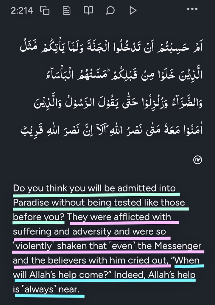 ManhajAsSunnah's tweet photo. Do you think Jannah comes easy?

Those before us were tested with trials that SHOOK THEM TO THEIR CORE, UNTIL EVEN THE PROPHET and the BELIEVERS CRIED, “𝗪𝗵𝗲𝗻 𝘄𝗶𝗹𝗹 𝗔𝗹𝗹𝗮𝗵’𝘀 𝗵𝗲𝗹𝗽 𝗰𝗼𝗺𝗲?”

Indeed, Allah’s help is always near. https://t.co/ub5FJuy3yq