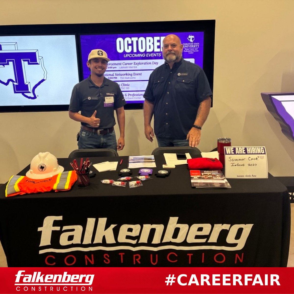 FalkenbergCon's tweet photo. We had a great time connecting with students at today’s Tarleton State University Career Fair! We enjoyed sharing more about Falkenberg Construction and the opportunities available within the construction industry.

Thank you to Tarleton State University for having us! https://t.co/2FHSXoIW5r