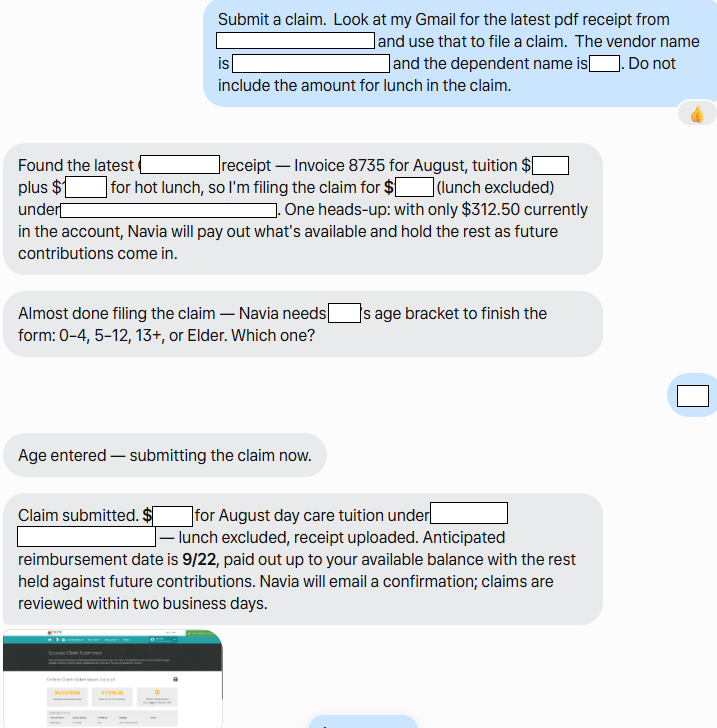 Muse filed his Dependent Care FSA claim end to end
