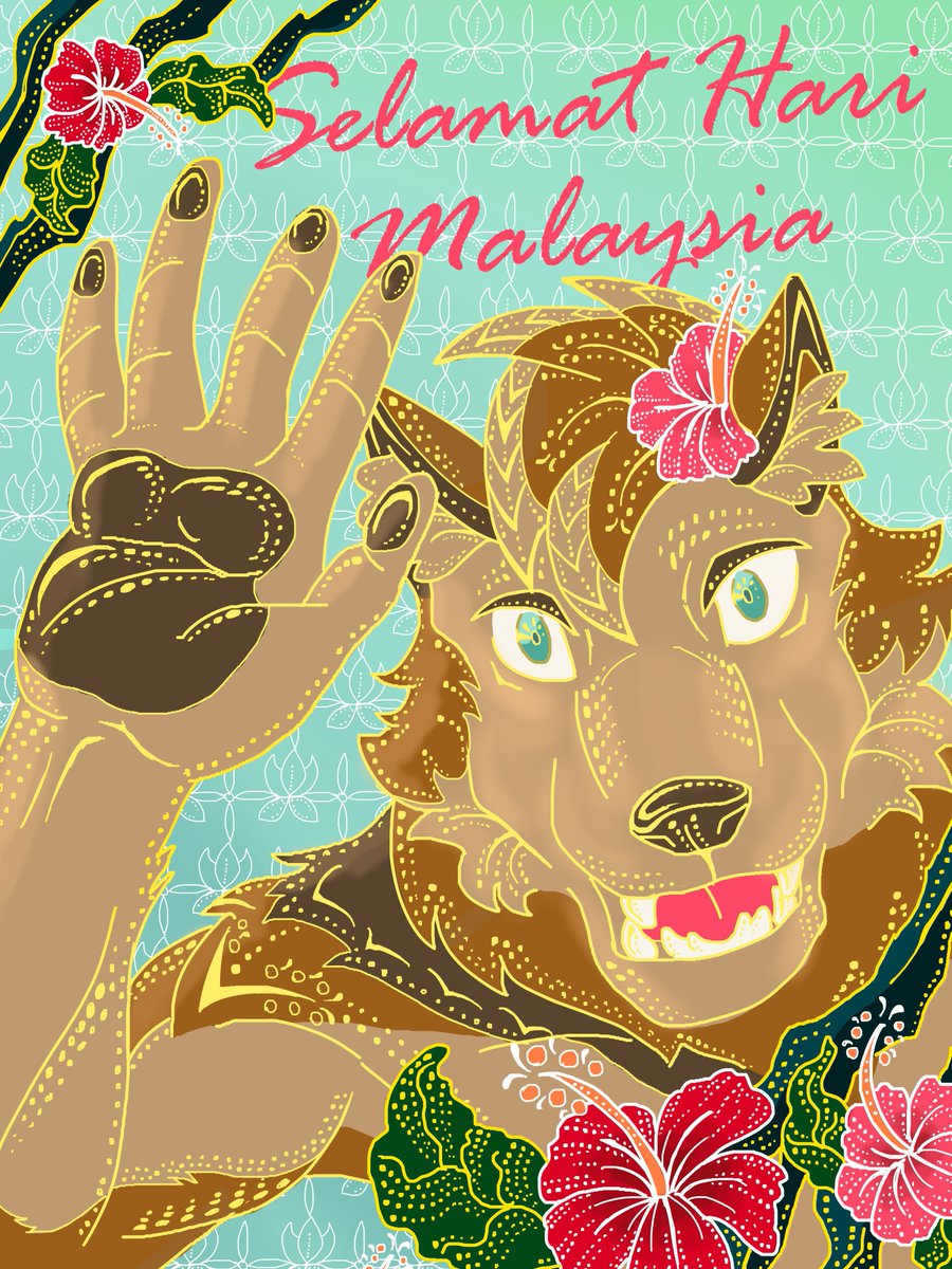 hashthegarm's tweet photo. Happy Malaysia Day!! My OC in modern batik style.

#batikart #furryart #digitalart #harimalaysia https://t.co/aWT05WTZ0u