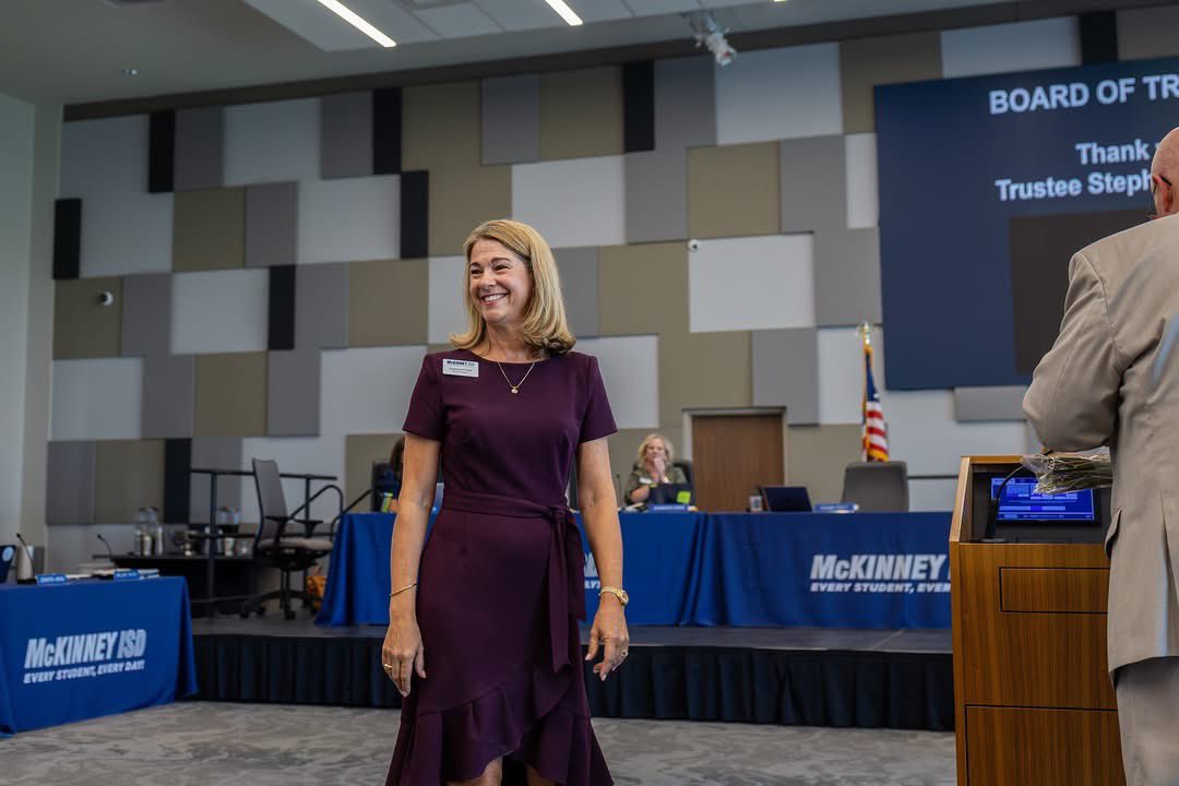 mckinneyisd's tweet photo. Thank you, Stephanie O’Dell! After 12 years of dedicated service on the McKinney ISD Board of Trustees, we celebrate and thank Mrs. O’Dell for her commitment to our students, staff, schools and community. We are grateful for the time, leadership and heart she has given to MISD! https://t.co/KUWD63iusd