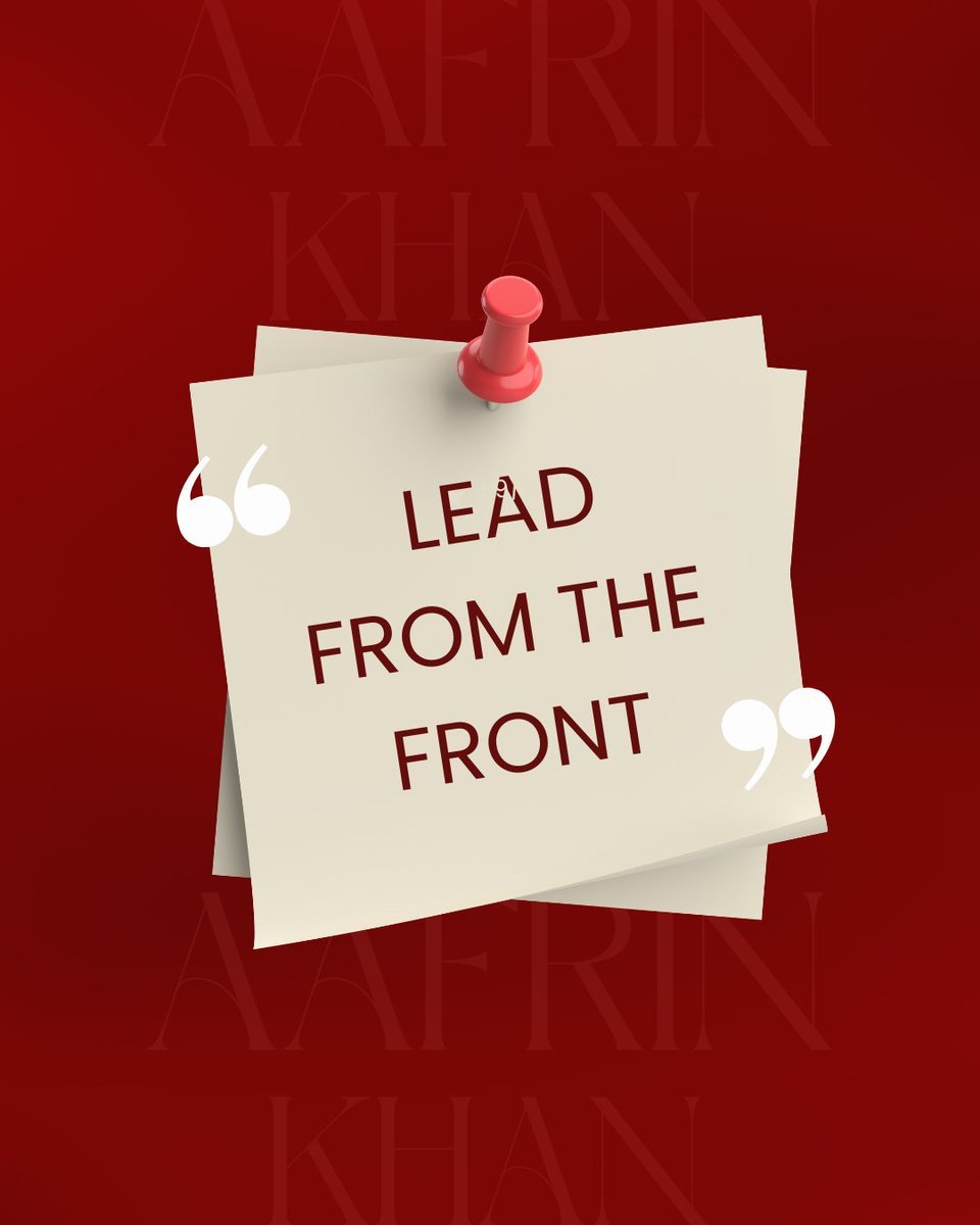 AafrinAkj's tweet photo. Lead From The Front 

The most respected Leader willing to do themselves.

✔ Build trust
✔ Create ownership
✔ Inspire accountability
✔ Strengthen team morale
✔ Drive organizational growth

#Leadership #LeadFromTheFront #BusinessLeadership #Management #ProfessionalGrowth https://t.co/OtKOs7Finv