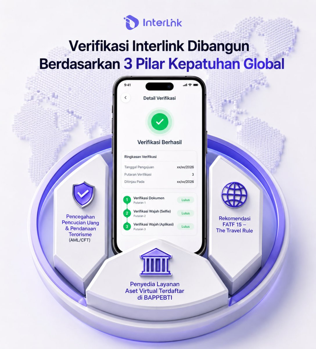 interlinklabsid's tweet photo. 🌐 VERIFIKASI INTERLINK DIBANGUN DI ATAS 3 PILAR KEPATUHAN GLOBAL

Verifikasi di InterLink Network bukan sekadar proses untuk memastikan identitas pengguna. Verifikasi merupakan bagian penting dari upaya membangun jaringan yang memiliki standar keamanan, kepatuhan, dan kepercayaan yang kuat untuk mendukung penggunaan blockchain di dunia nyata.

Jika sebuah jaringan ingin berkembang menuju infrastruktur pembayaran, aset dunia nyata (RWA), dan layanan Web3 yang terintegrasi dengan bisnis, maka aspek kepatuhan menjadi salah satu fondasi yang sangat penting.

Karena itu, InterLink menerapkan pendekatan yang berorientasi pada standar kepatuhan global.

🔗 1. AMLO Anti-Money Laundering and Counter-Terrorist Financing Ordinance
AMLO merupakan bagian dari kerangka hukum Hong Kong untuk mencegah pencucian uang dan pendanaan terorisme.

Dalam konteks InterLink, standar AML menjadi bagian dari proses untuk memastikan bahwa identitas pengguna dapat diverifikasi dan jaringan tidak hanya berfokus pada pertumbuhan jumlah pengguna, tetapi juga pada kualitas dan validitas setiap Human Node.

Artinya, proses verifikasi memiliki tujuan yang lebih besar: membangun jaringan yang lebih aman dan dapat dipertanggungjawabkan.

🔗 2. SFC VASP  Virtual Asset Service Provider
SFC VASP merupakan kerangka regulasi Hong Kong yang berkaitan dengan penyedia layanan aset virtual.
Standar seperti ini menunjukkan bagaimana aktivitas aset virtual dapat ditempatkan dalam kerangka kepatuhan yang lebih terstruktur.

Bagi InterLink, pendekatan terhadap standar regulasi seperti ini penting untuk mempersiapkan ekosistem agar dapat berinteraksi dengan bisnis, institusi, dan layanan keuangan secara lebih profesional di masa depan.

🔗 3. FATF Recommendation 15  Travel Rule

FATF (Financial Action Task Force) merupakan organisasi internasional yang menetapkan standar global untuk memerangi pencucian uang dan pendanaan terorisme.

Recommendation 15 mencakup prinsip Travel Rule, yaitu persyaratan agar informasi tertentu mengenai pihak yang terlibat dalam transaksi aset virtual dapat disertakan dan tersedia sesuai dengan ketentuan yang berlaku.
Sederhananya, standar ini membantu menciptakan hubungan yang lebih jelas antara identitas, transaksi, dan kepatuhan dalam ekosistem aset digital.

🧩 MENGAPA VERIFIKASI MENJADI PENTING?
Bagi komunitas, proses verifikasi mungkin terasa lebih panjang dibandingkan proyek yang memungkinkan pengguna bergabung secara instan.

Namun, pendekatan tersebut dapat dipahami sebagai bagian dari upaya membangun Human Network yang terverifikasi, bukan sekadar mengejar jumlah alamat wallet.

Setiap Human Node yang berhasil melewati proses verifikasi menambah satu elemen identitas manusia yang lebih terstruktur ke dalam jaringan.

Jaringan yang kuat bukan hanya tentang berapa banyak pengguna yang bergabung, tetapi juga seberapa terpercaya dan berkualitas pengguna yang ada di dalamnya.

🌍 MENUJU EKOSISTEM DUNIA NYATA

Visi InterLink tidak berhenti pada blockchain atau token.
Jika blockchain ingin digunakan untuk pembayaran, RWA, layanan bisnis, dan berbagai aplikasi Web3 lainnya, maka kepercayaan, keamanan, identitas, dan kepatuhan harus menjadi bagian dari fondasinya.

Itulah mengapa verifikasi memiliki peran penting dalam perjalanan InterLink.

Human Network tidak hanya dibangun untuk menjadi besar.

Human Network dibangun agar dapat menjadi jaringan yang terpercaya, terverifikasi, dan siap berkembang bersama kebutuhan dunia nyata.

Satu Human Node terverifikasi.
Satu langkah menuju jaringan yang lebih terpercaya.

#InterLink #ITLG #ITL