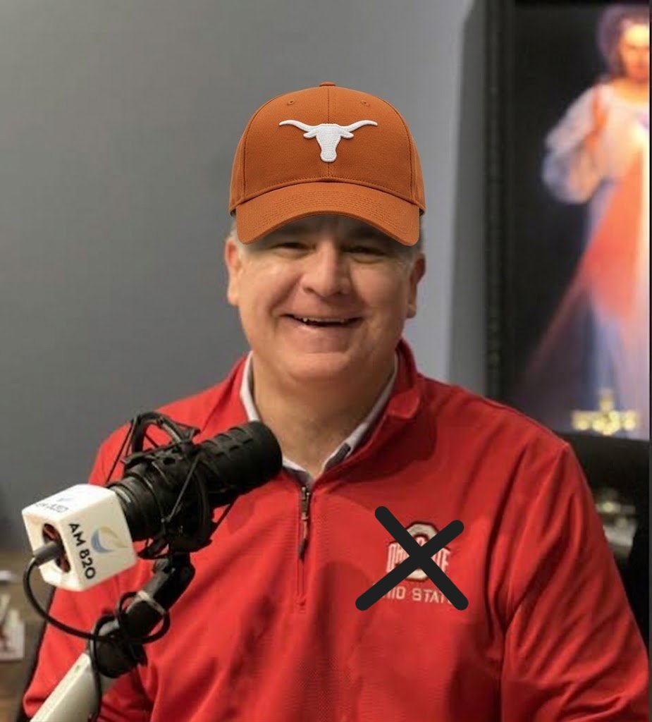 AoG_Radio's tweet photo. Y'all may have heard that there was a big College game in Austin Saturday night!! Well my friend, Bill Messerly at @SacredHeartAM and I had a little wager on the game (#HookEm).
While it turned out GREAT for all us @TexasFootball  Burnt Orange fans, Bill might think otherwise. https://t.co/zPGTTbKLEC