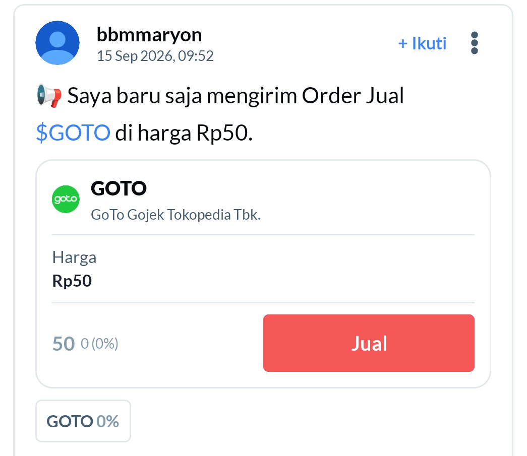 naylaamoon's tweet photo. gocap club kedatangan GOTO. ratusan juta lot rebutan exit di 50, jangan iseng nangkep pisau jatuh 🚫 #AplikasiAjaib #RiskManagement #ChartSaham https://t.co/ThBWQGve7t