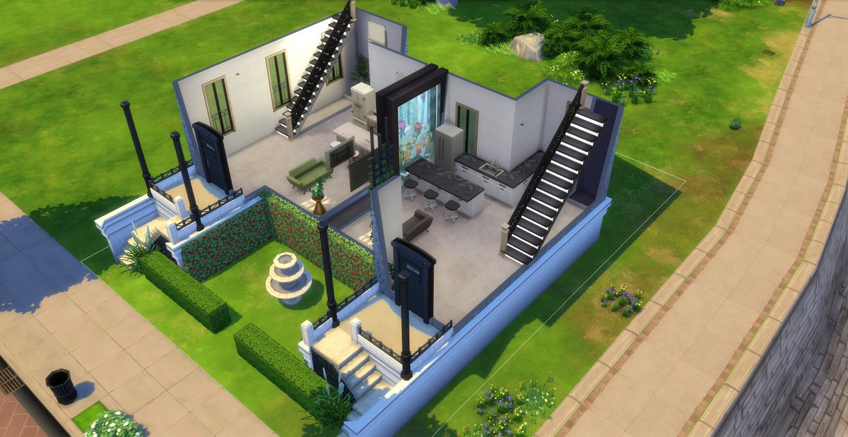 Soffsims's tweet photo. This has to be one of my favourites! Residential rental separated by a functioning aquarium 🪼
#sims4 #sims4build #basegame #sims https://t.co/q7D2RGbYDv
