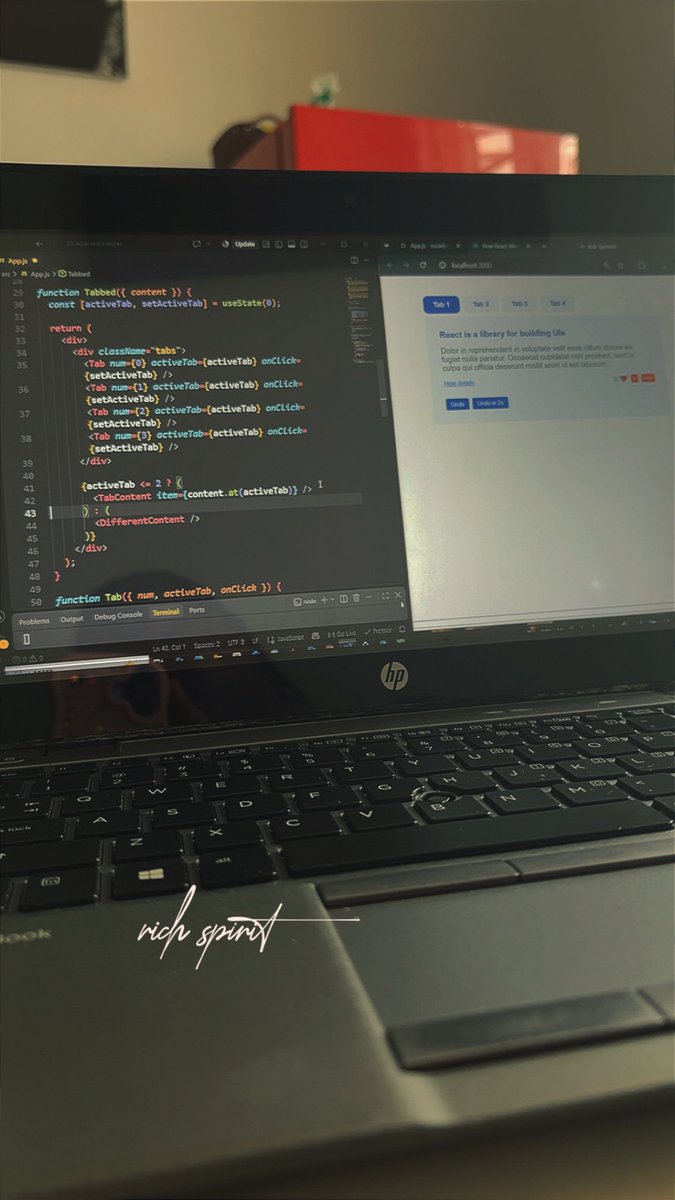 Moreni_kheji's tweet photo. One more React lesson checked off ⚛️✅

Still learning. Still building. Still showing up.
The goal is to get better every single day. 💻🚀.
#ReactJS #ReactDeveloper #FrontendDevelopment #100DaysOfCode #LearningInPublic https://t.co/IozF87IzU5