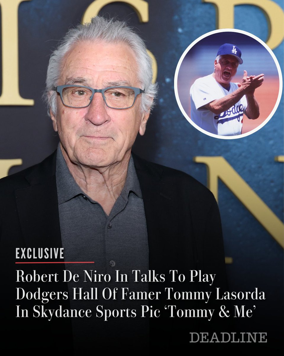 DEADLINE's tweet photo. EXCLUSIVE: Sources tell Deadline, Oscar winner Robert De Niro is in talks to play Tommy Lasorda, the legendary Dodgers manager, in a new sports pic going by the working title Tommy & Me with Reid Carolin directing for Skydance Sports.

See all the details we know here: https://t.co/Tv4agLs5Cv