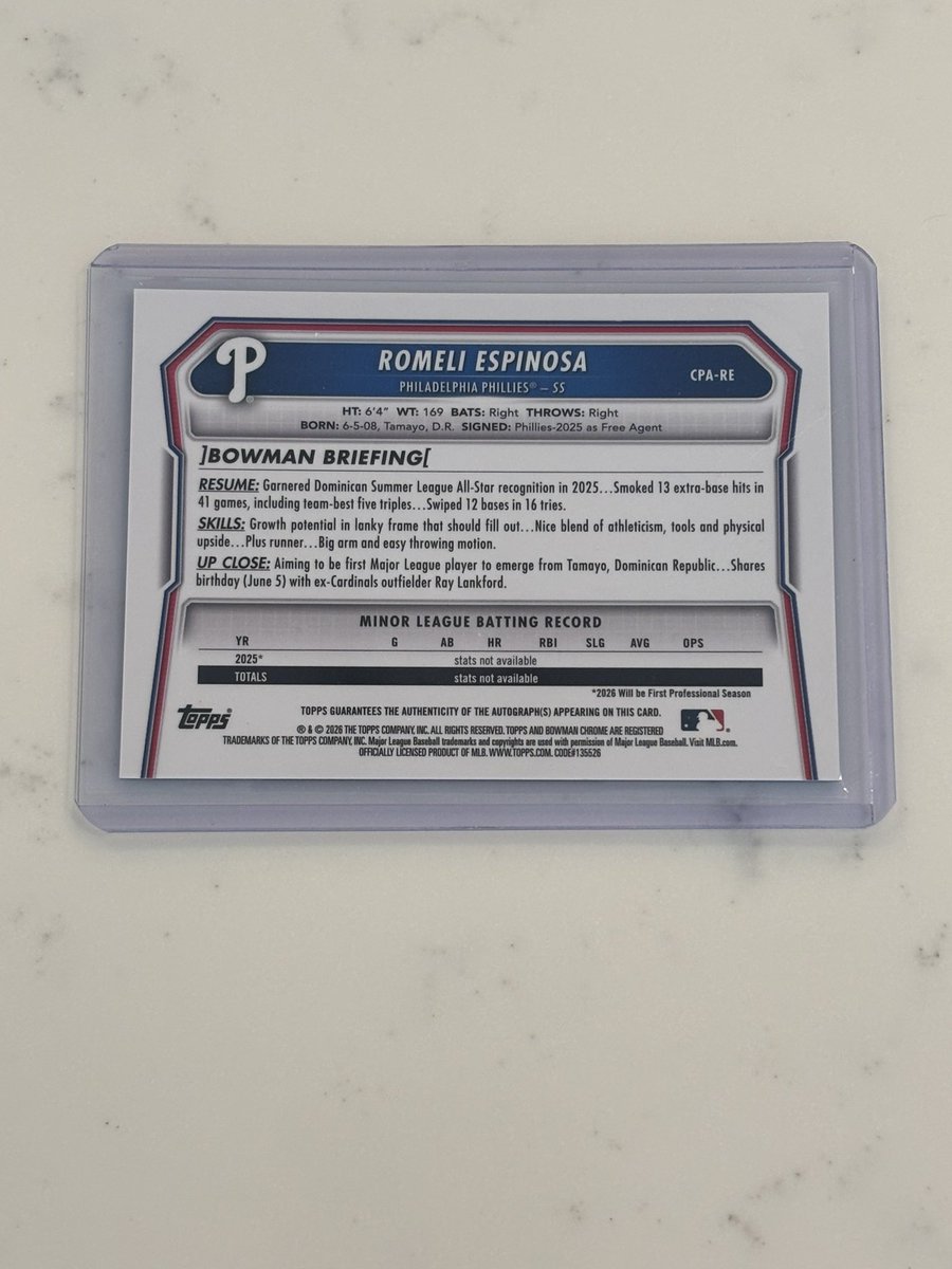 a_pep11's tweet photo. Romeli Espinosa 1st Bowman True Blue /150 (haven’t seen a comp) $100 shipped OTO #PepSales  @sports_sell https://t.co/K4VAYG6jt9