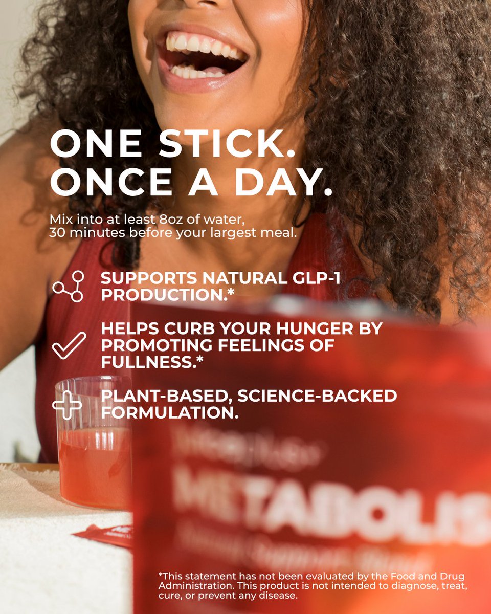 juiceplus's tweet photo. Turn down hunger. 🔴 Introducing Juice Plus+ Metabolism — with natural GLP-1 production support to help keep your appetite in check.* Supports your body's natural GLP-1 production &amp; helps curb hunger by promoting feelings of fullness.*
Available now: https://t.co/PdRSzbs73I https://t.co/5pSD5AJcuA