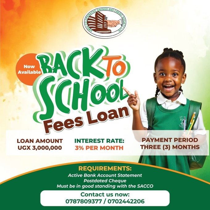 AMDASACCO's tweet photo. Take the stress out of school fees with our Back to School Fees Loan! Get up to UGX 3,000,000 at just 3% monthly interest, payable in 3 months. Quick, easy, and convenient. Call 0787809377 or 0702442206 today!
#FeesLoan #AmdaSacco https://t.co/rGTBAEmwHL