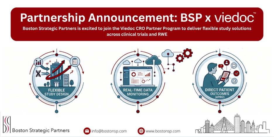 BostonSP's tweet photo. We are thrilled to announce our partnership with @ViedocOfficial, a leading provider of eClinical trial data management solutions, as part of their CRO Partner Program! https://t.co/AVIKR17CaV