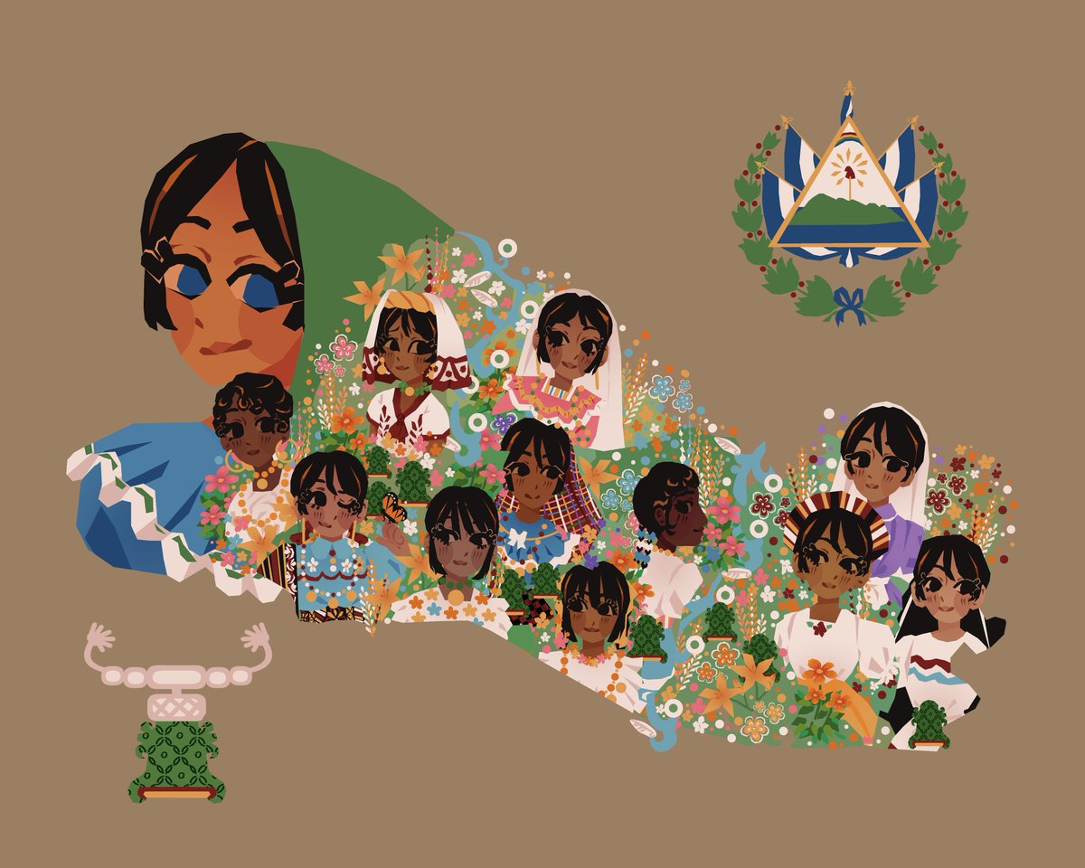 Ixpitzin's tweet photo. Feliz Día de la Independencia!! Recreé un dibujo del año pasado que muestra la indumentarias indígena de todo el país. 🇸🇻💙🩶💙

#elsalvador #mesoamerica #nahua #15deseptiembre https://t.co/y524qYTg1x