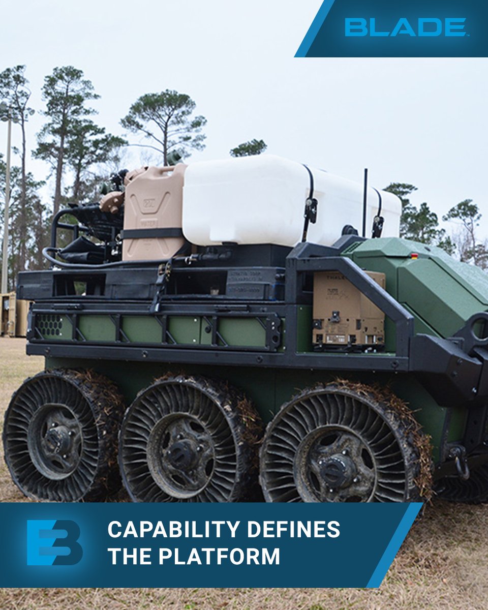 bladedefense's tweet photo. BLADE robotic platforms are built around the mission, integrating capabilities for reconnaissance, CASEVAC, breaching, power generation and more.

One platform. Multiple mission sets.

Learn more at https://t.co/smNksxUypP 

#HDTisBLADE #Robotics https://t.co/H1CeQ1uN5q