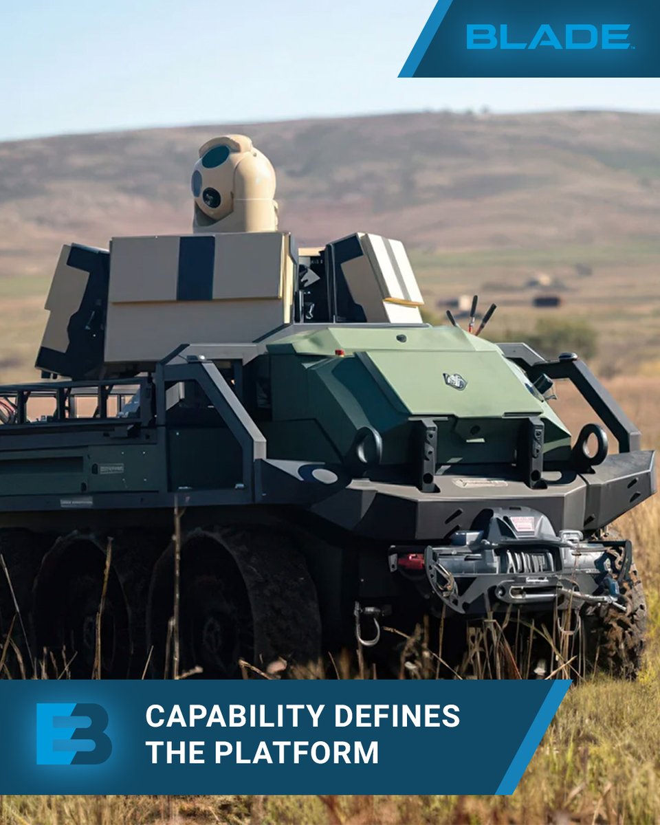 bladedefense's tweet photo. BLADE robotic platforms are built around the mission, integrating capabilities for reconnaissance, CASEVAC, breaching, power generation and more.

One platform. Multiple mission sets.

Learn more at https://t.co/smNksxUypP 

#HDTisBLADE #Robotics https://t.co/H1CeQ1uN5q
