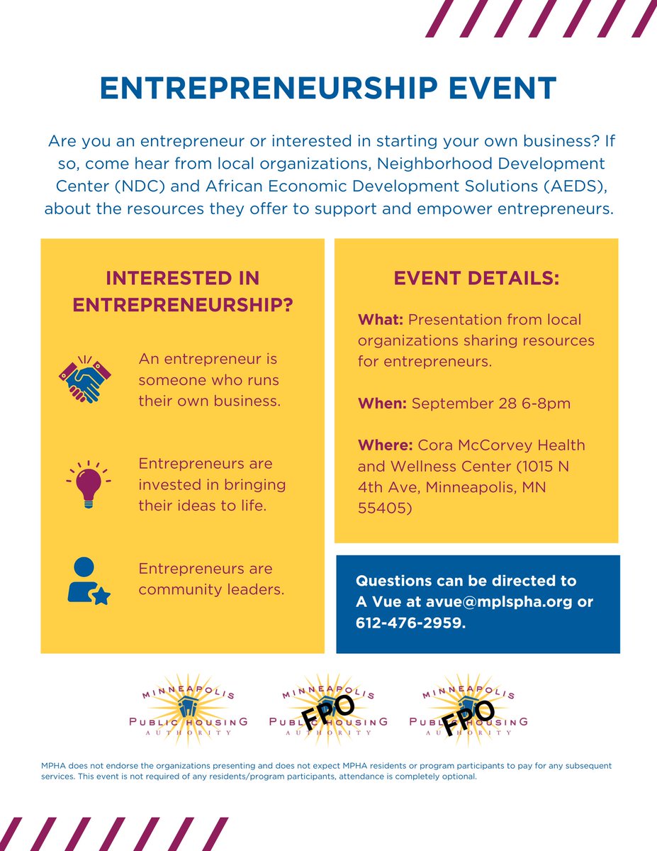 sba_minnesota's tweet photo. Got a business idea? Already an entrepreneur? Meet us at this no cost event about resources for entrepreneurs, plus learn how SBA-backed programs can support you as you build your business. September 28 | 6–8pm
1015 N 4th Ave, Minneapolis, MN 55405 https://t.co/bM9h12xox8