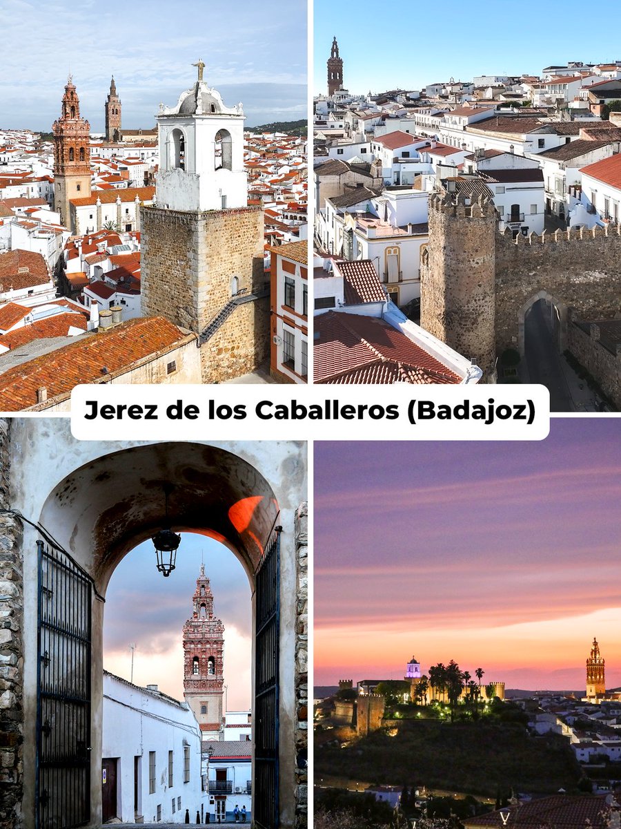 LosPueblosmbe's tweet photo. 🏰⚔️ ¿Has visitado Jerez de los Caballeros (Badajoz)?

Tierra de templarios y conquistadores, es una de las grandes joyas monumentales de Extremadura. ❤️

📍 No te pierdas:
⚔️ Castillo templario y Torre Sangrienta
⛪ San Bartolomé, San Miguel, Santa Catalina y Santa María
🏛️ Plaza de España
🌎 Casa Natal de Vasco Núñez de Balboa
🌿 Sus miradores sobre la dehesa

🍴 Y, por supuesto, jamón ibérico de bellota, migas extremeñas y el tradicional bollo turco.

📌 Guárdalo para tu próxima escapada por Extremadura.