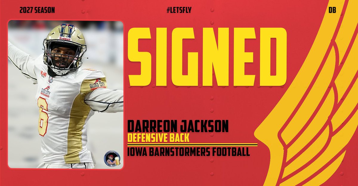 iabarnstormers's tweet photo. Veteran defensive back Darreon Jackson is joining the Iowa Barnstormers for the 2027 season. 

Player signings are proudly presented by the historic Kelly's Little Nipper

Read more 👉 https://t.co/nRnCLgTCMD https://t.co/crunxcV9Nn