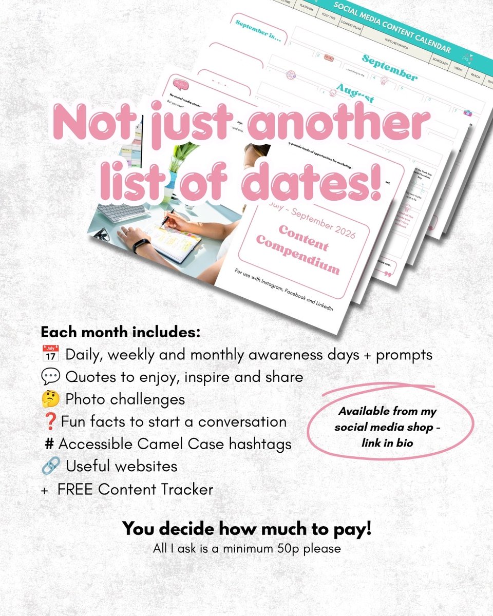 ConradFitzfmu's tweet photo. Stop scrolling. You’ve found an easy, stress-free way to create at least three months of content. My July–September Content Compendium is packed with ideas for marketing, promotion and engagement. Plan ahead or use it for quick posts when life gets https://t.co/zj89Y5RoYE
