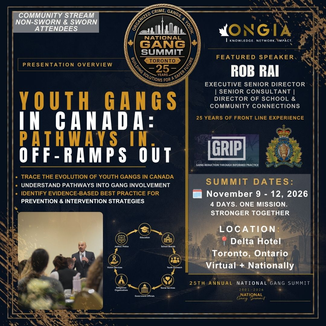 ONGIA's tweet photo. ROB RAI: gang prevention isn't just a policing issue. Educators, youth workers, parents, mental health pros, community orgs &amp; law enforcement - all at the table. https://t.co/7zaVBiXFpM