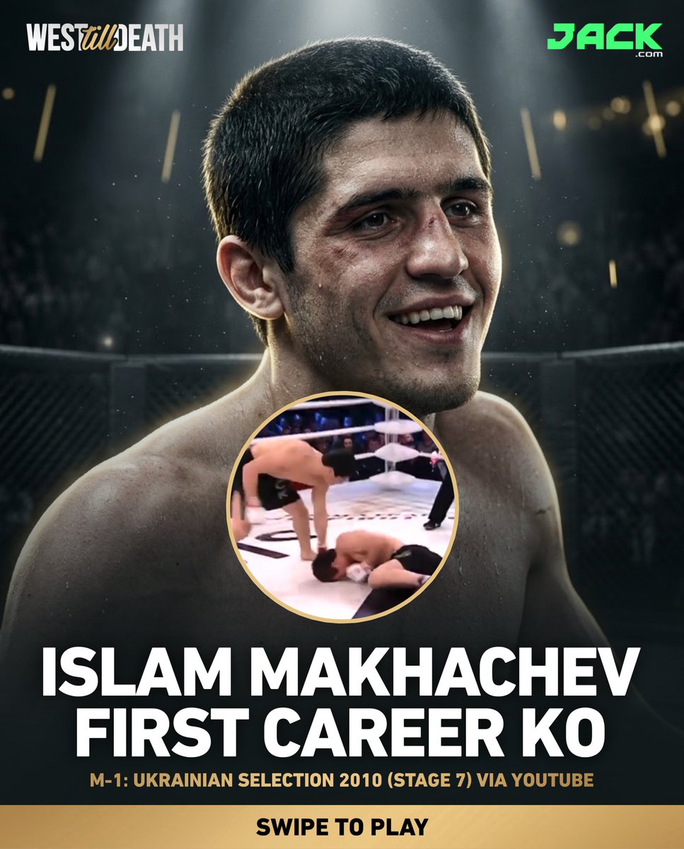 WestTillDeath's tweet photo. Islam Makhachev’s first career knockout back in 2010 with the M1 global organization. This was Islam Makhachev’s second professional fight &amp; he TKO’ed Tengiz Khuchua ending his career in the first 30 seconds. 

🎥 Footage by @m1global YouTube 
#ufc #mma #islammakhachev https://t.co/kUOCGGxrTy