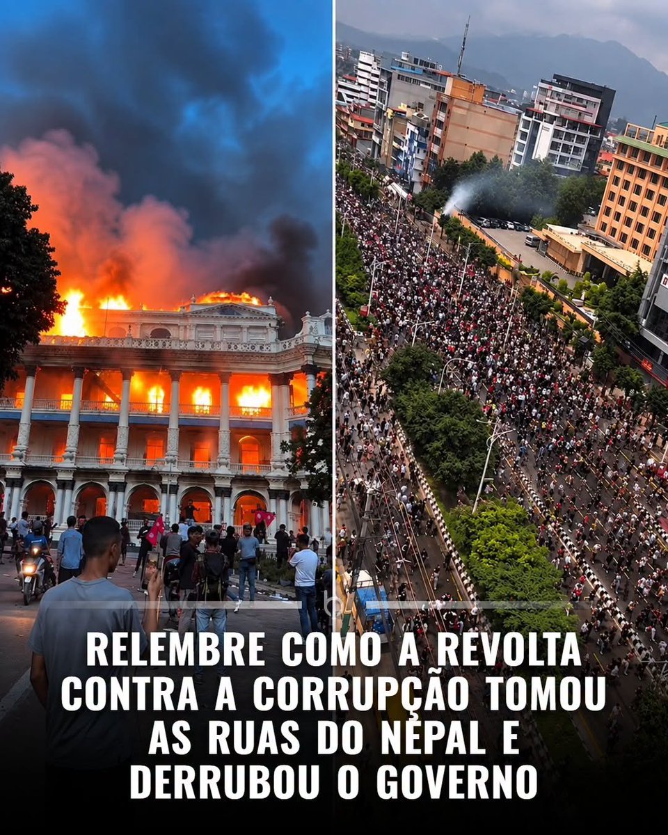 RosbifesTalk's tweet photo. #Rednews

Solução para o Bostil? guerra civil.

O Nepal viveu, em setembro de 2025, uma das maiores ondas de protestos de sua história. A revolta começou após o governo bloquear dezenas de redes sociais, mas rapidamente ganhou força com críticas à corrupção e à classe política + https://t.co/1z2Gu0D0e7