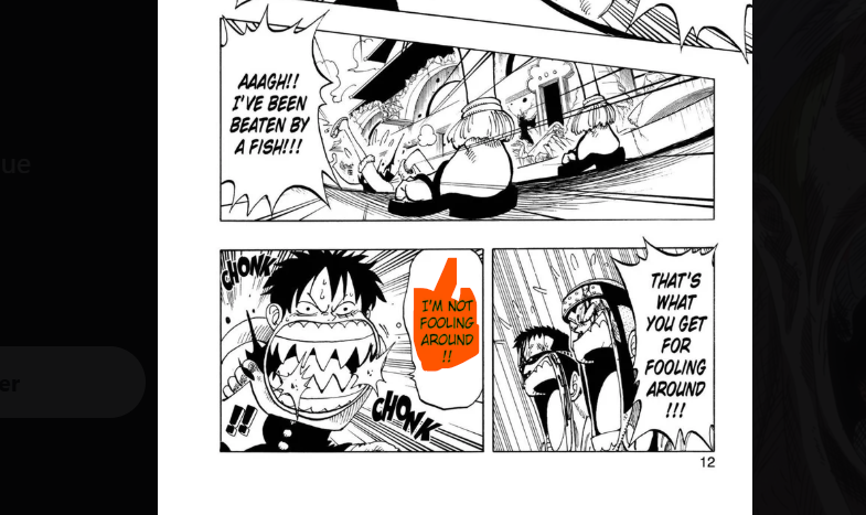 elnissio's tweet photo. @Neroooon @anarchiepartout @takiturne Ok jvois pas en quoi la tete d'Ener est supposé être un arguments mais les 2 autres images sont parfaite. Le style de combat de Luffy est goofy PAS lui. Et la preuve c'est littéralement quelque minute après t'es images https://t.co/xB9nhwF75Z