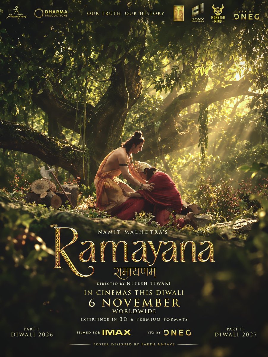 officialparthab's tweet photo. Our truth. Our history. Our Ramayana. 🕉️

Fan-Made Poster by me using ai.

A glimpse into the epic like never before. The scale, the emotion, the world — everything feels truly cinematic.

#Ramayana #Ramayana2026 #NiteshTiwari #IndianCinema #Bollywood #IMAX https://t.co/RrvSmuvLXV
