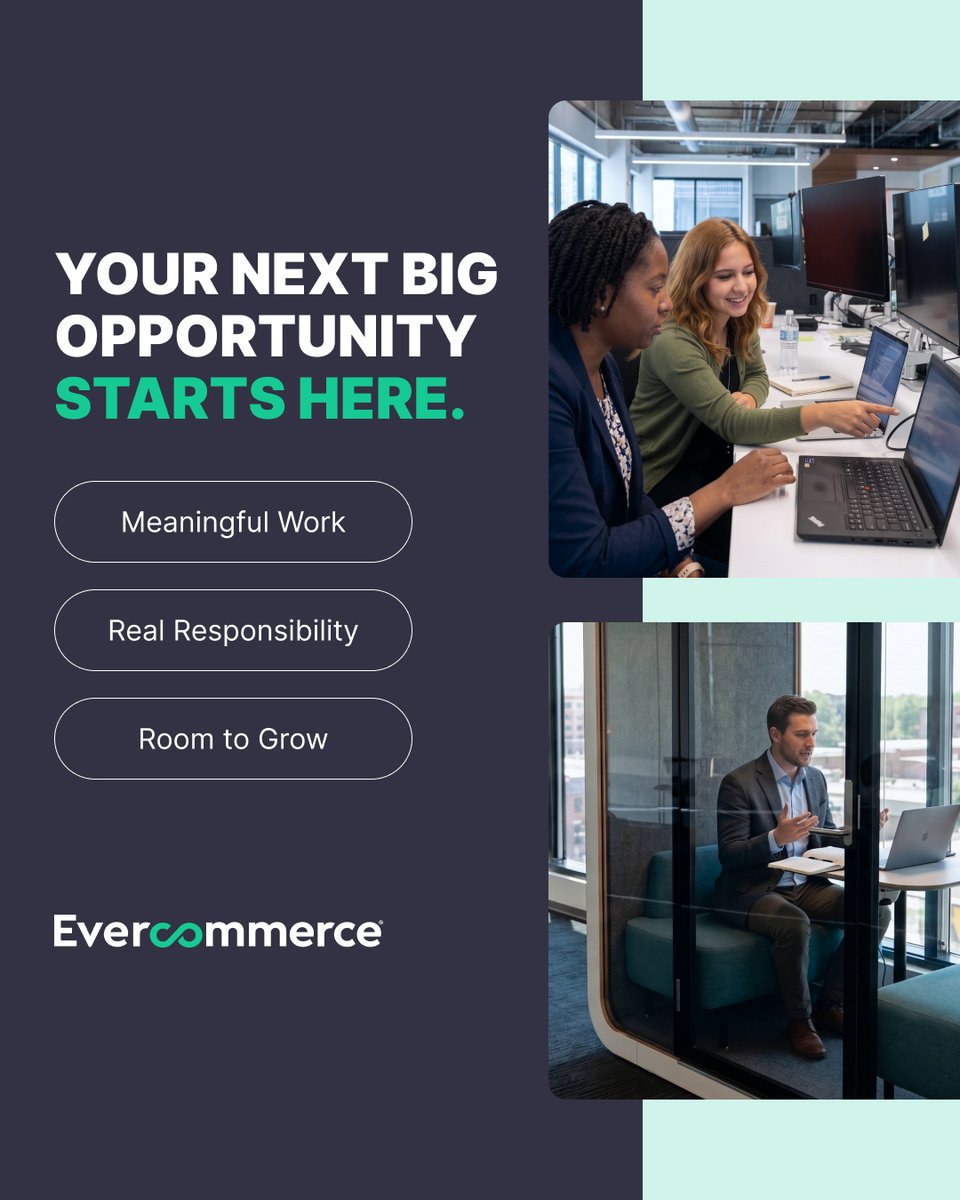EverCommerce's tweet photo. EverCommerce brings together talented teams across technology, sales, marketing, payments, customer success and more, all focused on one purpose: simplifying and empowering the lives of small service business owners.

Explore our open roles: https://t.co/OVSXVuzePC https://t.co/S4kdt1peqJ