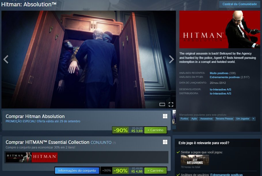 CanalDoEd_'s tweet photo. 🔥 PROMOÇÃO ABSURDA NA STEAM! 🎯
Hitman: Absolution por apenas R$ 3,69 — desconto de 90%! 😱
E tem mais: o pacote Hitman Blood Money + Absolution sai por R$ 4,88!
🔗 https://t.co/CQixTQaeqL
#Hitman #HitmanAbsolution #Steam #Promoção #PCGaming https://t.co/NCZGePV3wA