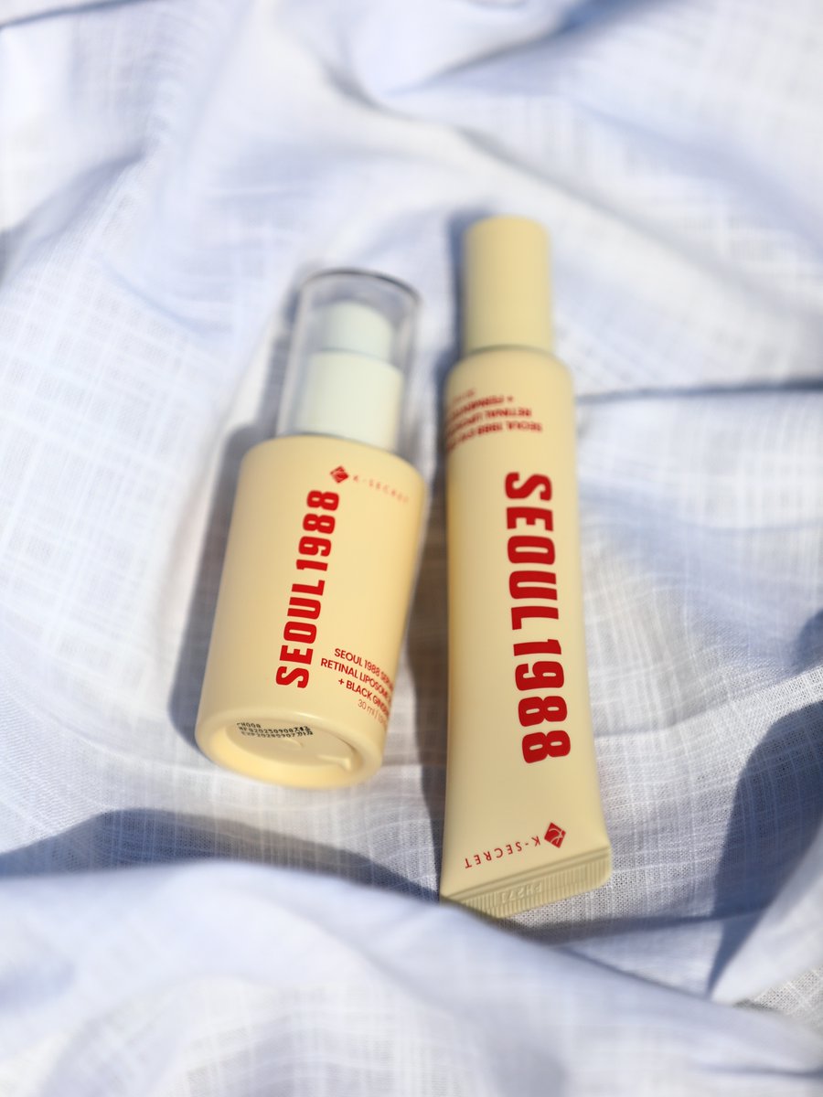 DimpleLicano's tweet photo. Gifted collaboration with YesStyle and Ksecret. Meet my new K-beauty duo from the SEOUL 1988 line: a 2% retinal liposome serum with black ginseng and a 4% retinal liposome eye cream with fermented bean. Lightweight, silky, and comfortable on the https://t.co/kGub7Vbzmy