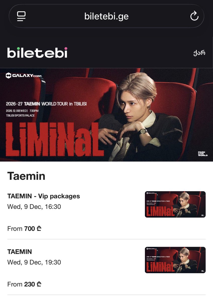 tonyacreature_'s tweet photo. TAEMATES❣️
There are still VIP tickets available on the official website for Taemin Liminal in TBILISI❣️
And a lot of free seats. Come join the concert!~
Georgia is a beautiful country, it is not bad for visas and they have great food.
Come for TAEMIN ❤️‍🩹
https://t.co/mE5pAkb97H https://t.co/cMnSRq1h6q