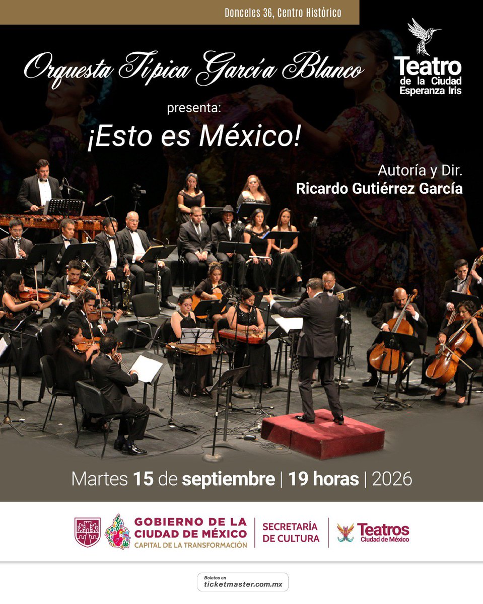 artes_promo's tweet photo. Pases dobles hoy martes teatro de la ciudad 7 p.m
Orquesta típica García Blanco
Esto es México

1 retwittear 
2 nombre completo 
3 a quién vas a invitar?
4 compartir fotos del evento 
5 los que tengan ❤️ media hora antes en la mesa de cortesías y ganaron en #Promo_Artes https://t.co/RMP0bhRqg4