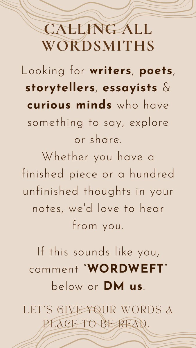 WordWeftStudio's tweet photo. Checkout https://t.co/x7uDtM2tjp

A new age writing and reading platform for kinds of stories

Looking for founder writers with lots of founder perks🌝 https://t.co/yiMXki4Glw