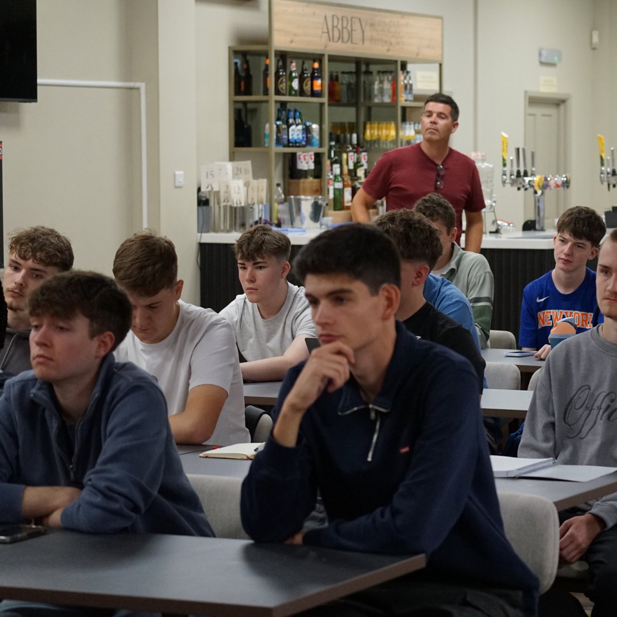 CTFCofficial's tweet photo. 🤝 It was a pleasure to welcome the new first years from the @BASportsJourno course this afternoon!

Pierce Sweeney spent just over an hour in a mock press conference with the new students! 💬

#ctfc♦️ https://t.co/tDaFWkeZNC