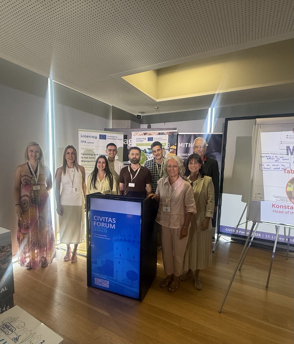 INTERREGADRION's tweet photo. Live from CIVITAS Forum 2026 in Thessaloniki! 🚆🌍
 
Our #IPADRION Cluster 9 "Carbon Neutral City Transport" co-hosted today's side event on advancing SUMP implementation across functional cities.  

The interactive World Café brought fantastic energy, vibrant discussions, and fresh ideas to the table, turning urban mobility strategies into practical, climate-neutral actions! 💡🚲  

🔗 Learn more about Cluster 9: https://t.co/An0cwT61Qa

#CIVITAS2026 #SustainableMobility #SUMP #UrbanMobility #Interreg