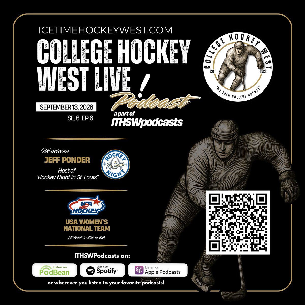 ITHockeySWTwo's tweet photo. College Hockey West LIVE! Hockey Night in St. Louis; USA Hockey Women
We talk St. Louis hockey with host of Hockey Night in St. Louis podcast, Jeff Ponder!  Plus USA Women’s National Team practicing all week in Blaine, MN! #ITHSWpodcasts
https://t.co/YAVm7fach8 https://t.co/BjTLZpQ9gM