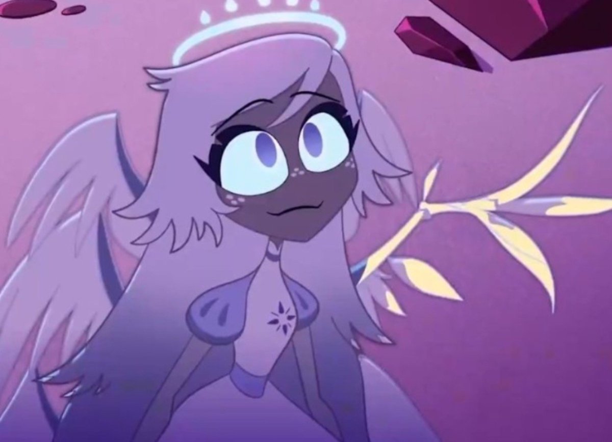 Weeblez_Wobblez's tweet photo. I'm glad it got confirmed at a recent panel that Alastor and Emily will interact again 
Cuz this scene with Alastor watching her get hurt after saving him has to mean something https://t.co/i93etjw6Hz