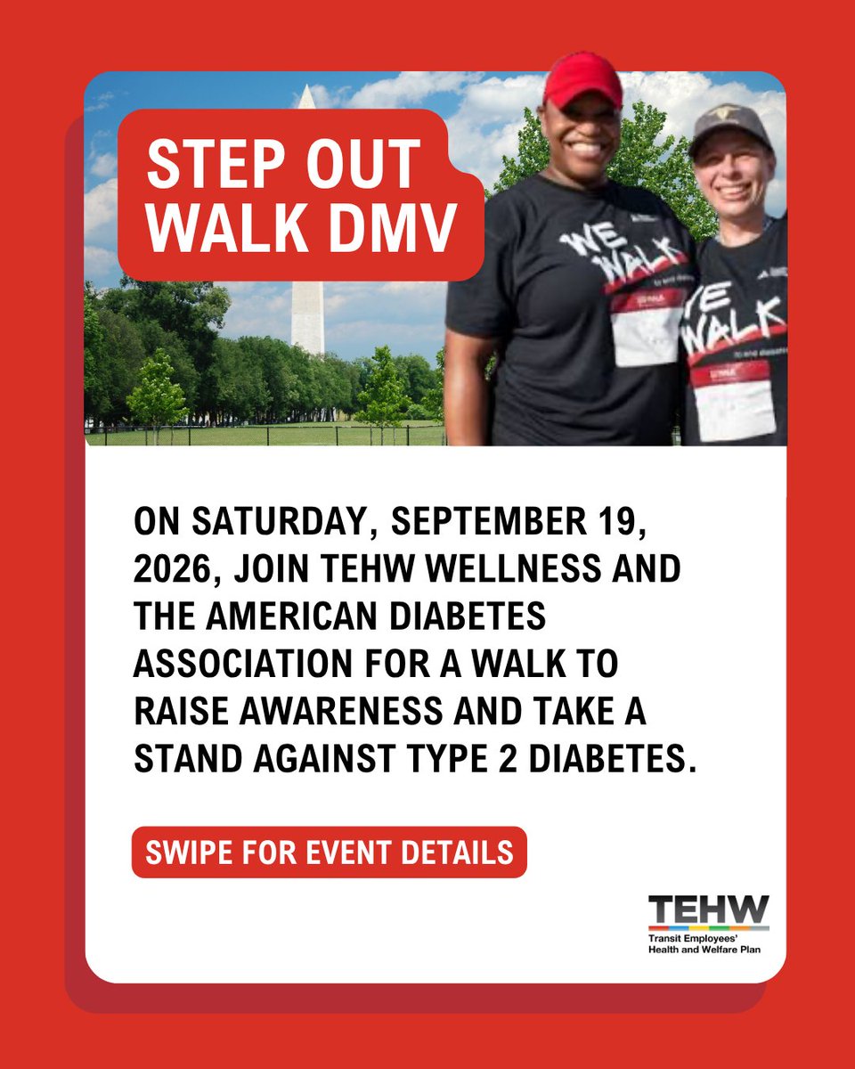 TEHWOfficial's tweet photo. This Saturday, join TEHW Wellness and the American Diabetes Association to take Steps Toward a Healthier Future.

Register for Team 689 Moving Metro: https://t.co/Pt5HaGAMGK

Together, we can walk and fight to stop diabetes!

#StepOutWalkDC https://t.co/mHk8k4e1sa