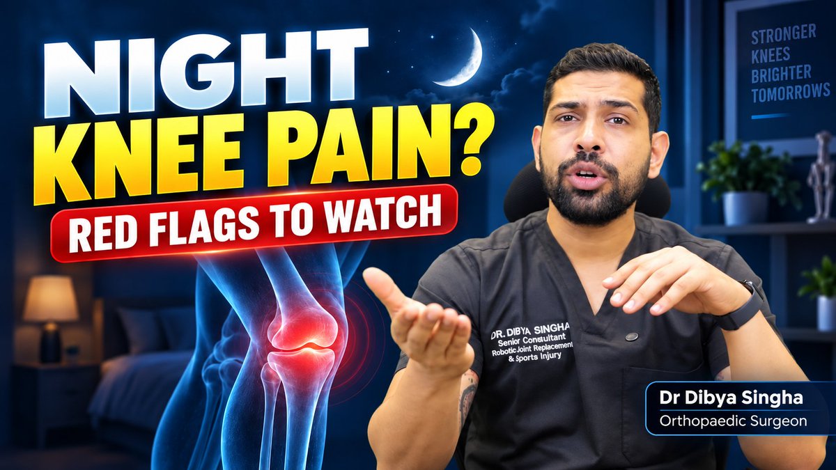 dr_dibyasingha's tweet photo. Night knee pain, sudden locking, or a feeling that your knee may give way should not always be ignored.

In this video, Dr. Dibya Singha, Orthopaedic & Robotic Joint Replacement Surgeon, explains the important red flags of knee pain and when you should consider getting your knee evaluated by a specialist.

Watch the full video here:
 https://t.co/bHCeptdw3D
Share this with someone who frequently complains of knee pain, especially at night.

#KneePain #NightKneePain #KneeHealth #Orthopaedics #DrDibyaSingha #Bhubaneswar