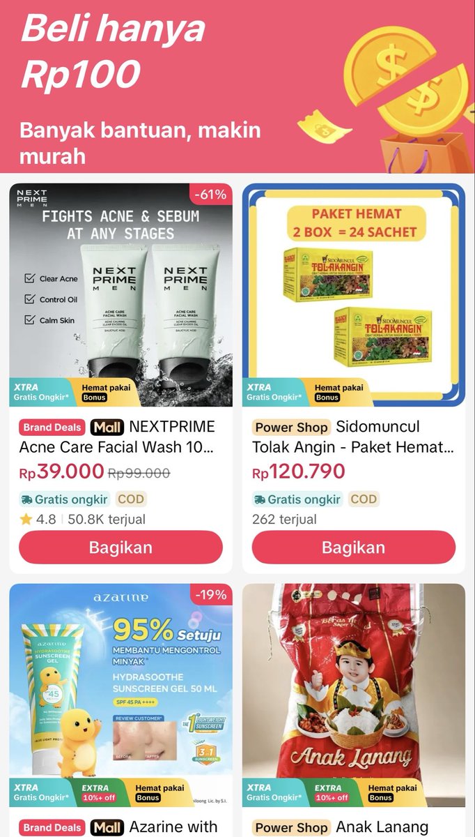 outdoorcampid's tweet photo. CARA DAPETIN EVENT POTONGAN HARGA 100 PERAK
1. klik link biar muncul fitur⤵️

https://t.co/y9gCI81CJ2

2. klik potong harga
3. klik bagikan (kalau mau sama) atau lihat produk buat cari yang lain
4.pilih produk, klik bagikan
SHARE link ke teman kamu sampai harga 100 perak https://t.co/Yu81gcWss1